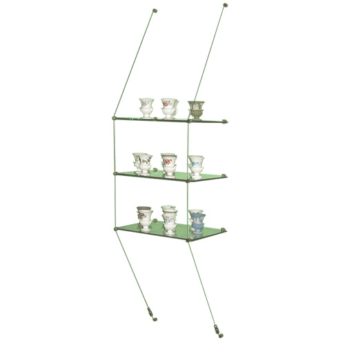Wall-suspended glass shelves - 3x 444x200mm
